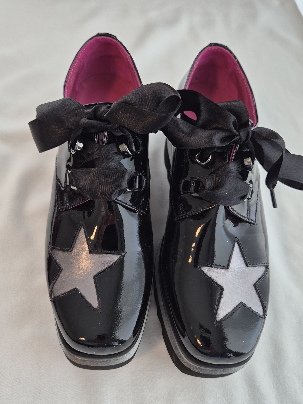 MARCO MOREO Black Patent Platform Oxfords with Accents - Picture 3 of 9